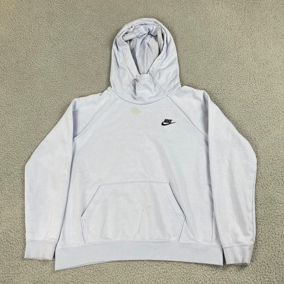 Nike Women‎ Sweatshirt L Blue Hoodie Funnel Neck Logo Long Sleeve Pullover Used - Picture 1 of 9